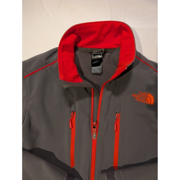 North Face Men Small Apex Bionic Softshell Jacket Gray Red Full Zip Fleece line - Picture 3 of 8